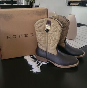Roper Men's Cowboy Boots in Dark Brown and Light Tan